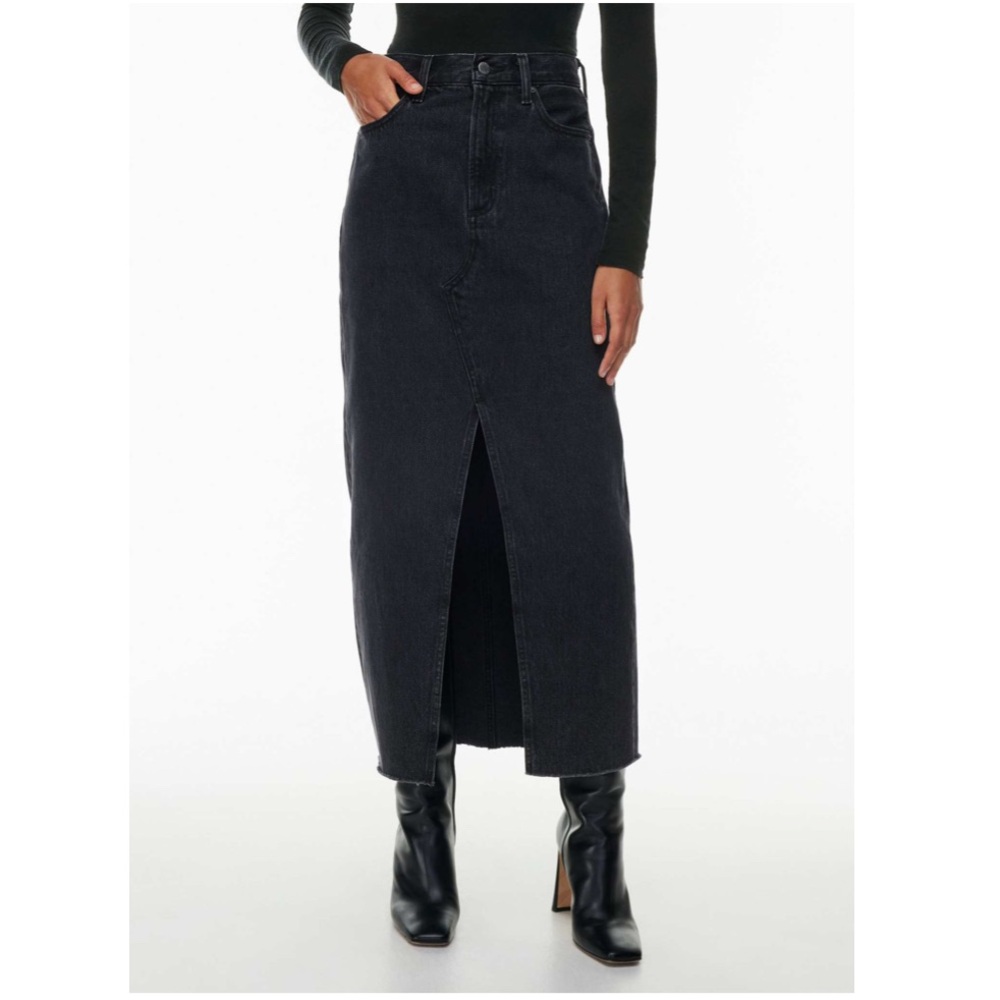 Denim Forum by Aritzia The '90s Vintage Maxi Jean Skirt Size 31 in Gray Black
